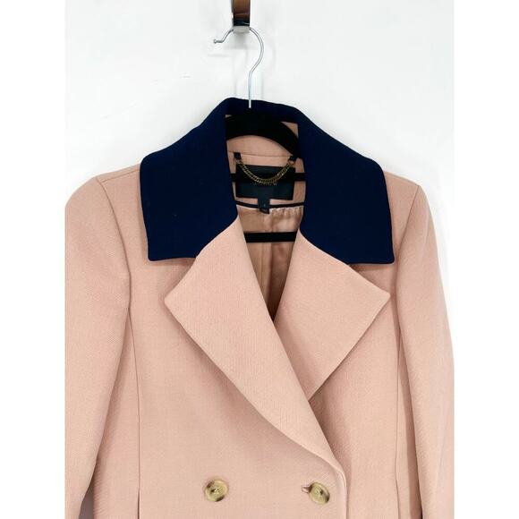 J. Crew Dusty Pink Navy Blue Arianna Double Cloth Italian Wool Peacoat size 2 - Picture 5 of 10
